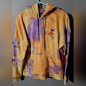ALAB Zumiez Freela mushroom/butterfly orange/purple tie dye hoodie Juniors M Y2K